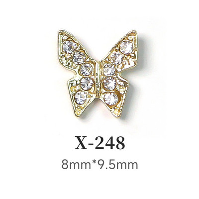 10 τμχ Crown Heart Nail Charms Luxury Candy Color Designer Alloy Nails Rhinestones Decors 3D Peach Heart Maple Leaf Nails Parts