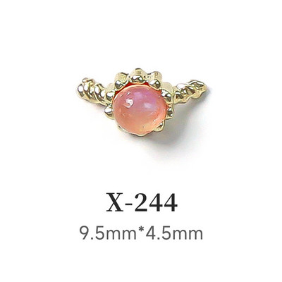 10 τμχ Crown Heart Nail Charms Luxury Candy Color Designer Alloy Nails Rhinestones Decors 3D Peach Heart Maple Leaf Nails Parts