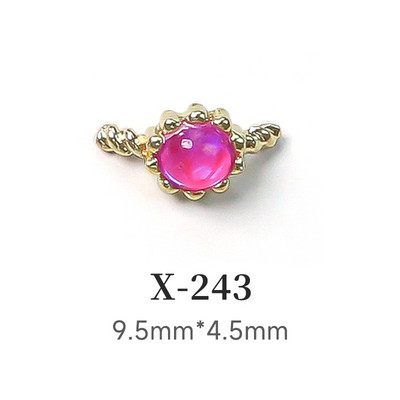 10 τμχ Crown Heart Nail Charms Luxury Candy Color Designer Alloy Nails Rhinestones Decors 3D Peach Heart Maple Leaf Nails Parts