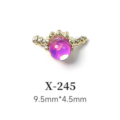 10 τμχ Crown Heart Nail Charms Luxury Candy Color Designer Alloy Nails Rhinestones Decors 3D Peach Heart Maple Leaf Nails Parts