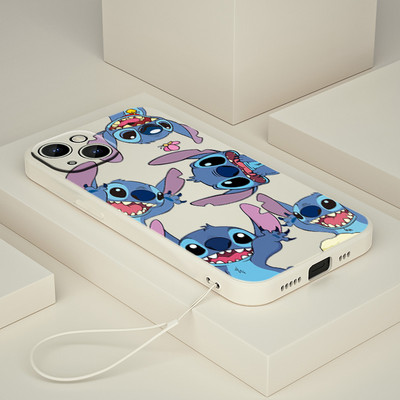 Калъф за телефон Stitch Disney за iPhone 11 12 13 14 Pro Max 12 13 Mini X XR XS MAX SE2020 7 8 6 6s 14 Plus Луксозен прозрачен капак
