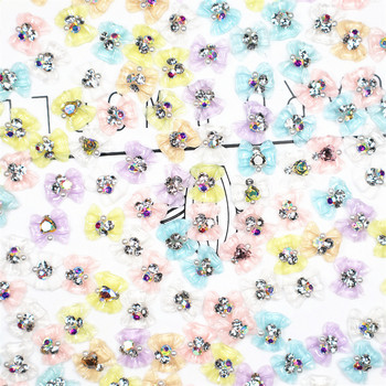 10 бр. Японски лък сърце Nail Art Талисмани Инкрустирани диаманти Sailor--Beauty Girl Нокти Стрази Смола Маникюр Части Аксесоари