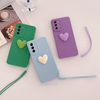 Сладък силиконов калъф 3D Love Heart за Samsung Galaxy S21 S22 Plus Ultra S20 Fe Калъф за каишка за каишка S 21 22 20 S22plus S21fe