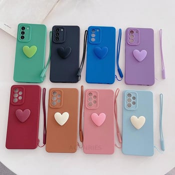 Сладък силиконов калъф 3D Love Heart за Samsung Galaxy S21 S22 Plus Ultra S20 Fe Калъф за каишка за каишка S 21 22 20 S22plus S21fe