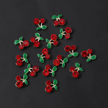 50Pcs Mini Nails Art Cherry Rhinestones 3D Alloy Луксозни части за нокти Аксесоари Блестящ метален маникюр Талисмани Декорации 6/8 mm