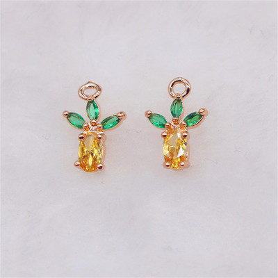 5db Piercing cirkon gyümölcs ananász ötvözet köröm gyémánt ékszer 3D luxus körömfényező alma aranyozott karika bűbáj medál S3