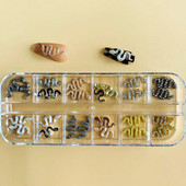 12/6 Grids Nail Metal Snake Cherry Charms Alloy Nails Art Rhinestones Πολυτελή 3D Alloy Διακόσμηση μανικιούρ Glitter Αξεσουάρ1Κουτί