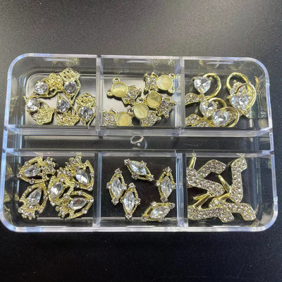 12/6 Grids Nail Metal Snake Cherry Charms Alloy Nails Art Rhinestones Πολυτελή 3D Alloy Διακόσμηση μανικιούρ Glitter Αξεσουάρ1Κουτί