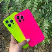 iPhone 14 pro max korpusam Neona šķidrais silikons 13 XR 7 8 Plus XS X fluorescējošais Funda vāciņš iPhone 12 11 Pro Max SE korpusiem