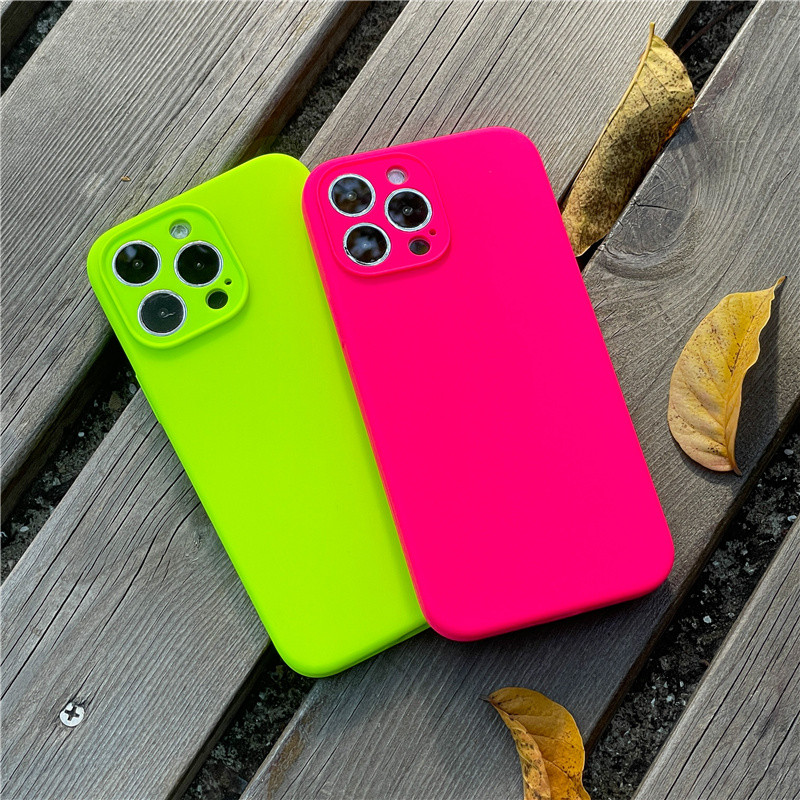 Калъф за iPhone 14 pro max Неонов течен силикон 13 XR 7 8 Plus XS X Флуоресцентен калъф Funda за iPhone 12 11 Pro Max SE Калъфи
