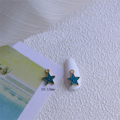 10db Planet Nail Art Ékszer Star Moon Ötvözet Nails Charms Alkatrészek 3D Exquisite Fém Kiegészítők Barkácsolás Kék Manikűr Dekoráció W12