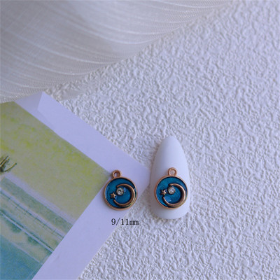 10db Planet Nail Art Ékszer Star Moon Ötvözet Nails Charms Alkatrészek 3D Exquisite Fém Kiegészítők Barkácsolás Kék Manikűr Dekoráció W12