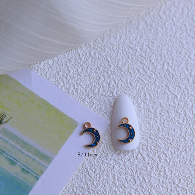 10db Planet Nail Art Ékszer Star Moon Ötvözet Nails Charms Alkatrészek 3D Exquisite Fém Kiegészítők Barkácsolás Kék Manikűr Dekoráció W12
