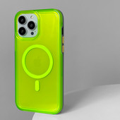 Neona fluorescences caurspīdīgs korpuss priekš Magsafe iPhone 14 Pro Max caurspīdīgs magnētisks bezvadu uzlādes vāciņš iPhone 11 12 13