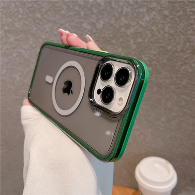 Neona fluorescences caurspīdīgs korpuss priekš Magsafe iPhone 14 Pro Max caurspīdīgs magnētisks bezvadu uzlādes vāciņš iPhone 11 12 13