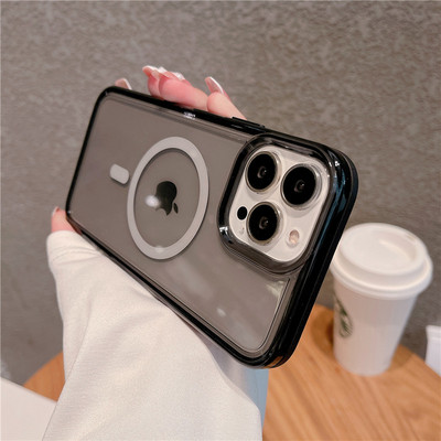 Neona fluorescences caurspīdīgs korpuss priekš Magsafe iPhone 14 Pro Max caurspīdīgs magnētisks bezvadu uzlādes vāciņš iPhone 11 12 13