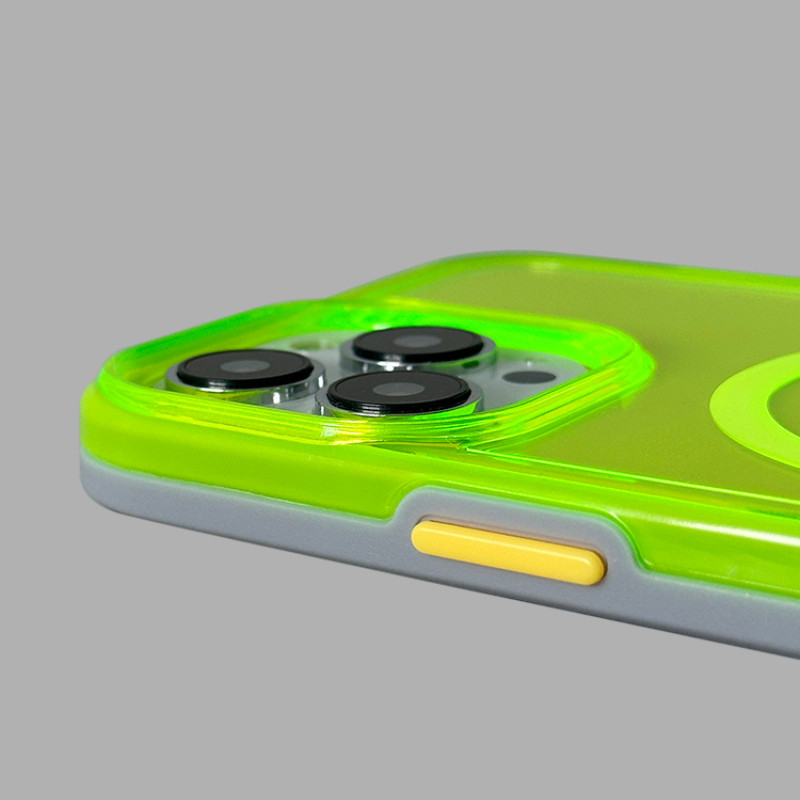 Neoonfluorestsents läbipaistev ümbris Magsafe iPhone 14 Pro Max jaoks läbipaistev magnetiline juhtmevaba laadimiskate iPhone 11 12 13 jaoks