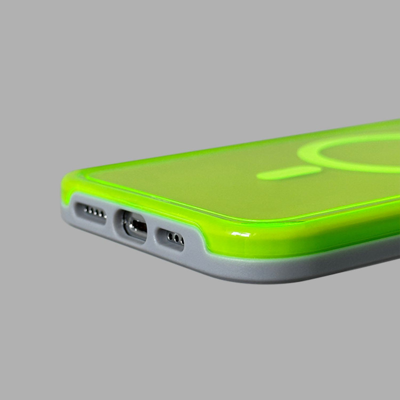 Neoonfluorestsents läbipaistev ümbris Magsafe iPhone 14 Pro Max jaoks läbipaistev magnetiline juhtmevaba laadimiskate iPhone 11 12 13 jaoks