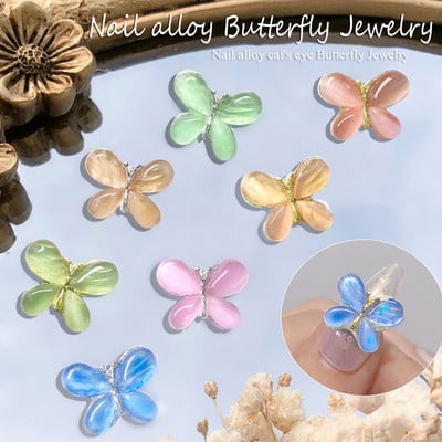 5 buc Symphony Butterfly Componente pentru unghii Bijuterii din aliaj magic Bijuterii de cristal Opal Decor pentru unghii Pietre prețioase colorate Accesorii cu stras