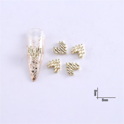 20db Japán villanó masni szív körömdísz 3D arany ezüstötvözet körmök kiegészítők manikűr 8-9mm Charms manikűr kellékek