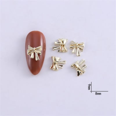 20db Japán villanó masni szív körömdísz 3D arany ezüstötvözet körmök kiegészítők manikűr 8-9mm Charms manikűr kellékek
