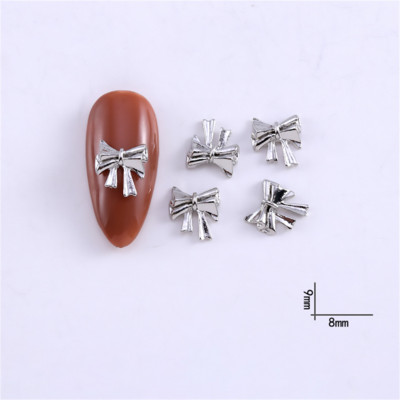 20db Japán villanó masni szív körömdísz 3D arany ezüstötvözet körmök kiegészítők manikűr 8-9mm Charms manikűr kellékek