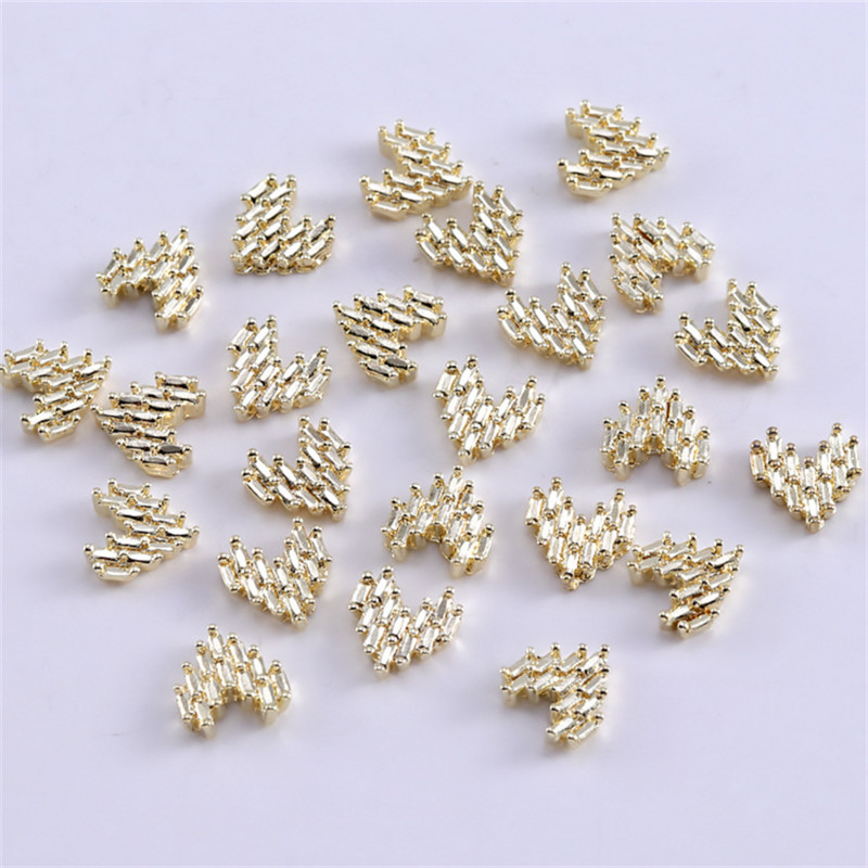 20db Japán villanó masni szív körömdísz 3D arany ezüstötvözet körmök kiegészítők manikűr 8-9mm Charms manikűr kellékek