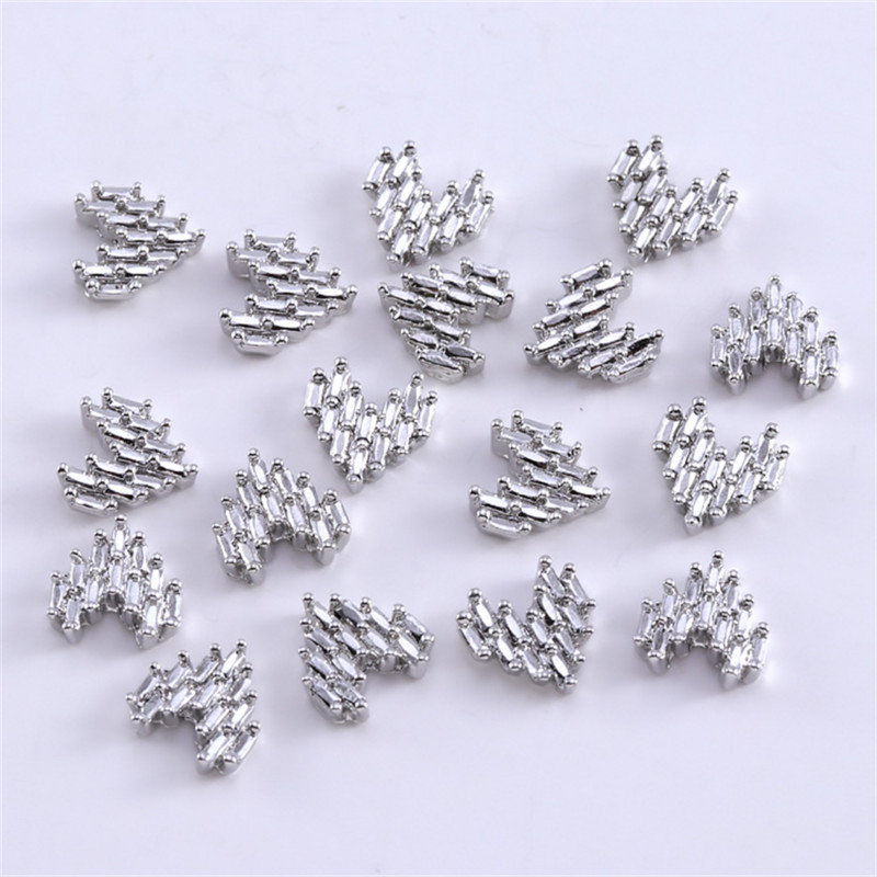 20db Japán villanó masni szív körömdísz 3D arany ezüstötvözet körmök kiegészítők manikűr 8-9mm Charms manikűr kellékek