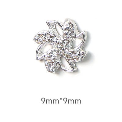10PCS Windmill Nail Art Charms Луксозна сплав Диамант Злато Сребро Декорация на нокти със кристали 3D кленов лист Аксесоари за нокти Части