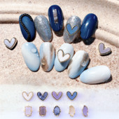 10 vnt Širdies nagų pakabukai Marmuriniai kevaliniai nagų dailė Kalnų krištolinio lydinio pakabukai Brangakmeniai Manikiūro Dekoras Kawaii Papuošalų Priedai