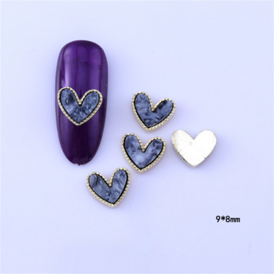 10 vnt Širdies nagų pakabukai Marmuriniai kevaliniai nagų dailė Kalnų krištolinio lydinio pakabukai Brangakmeniai Manikiūro Dekoras Kawaii Papuošalų Priedai