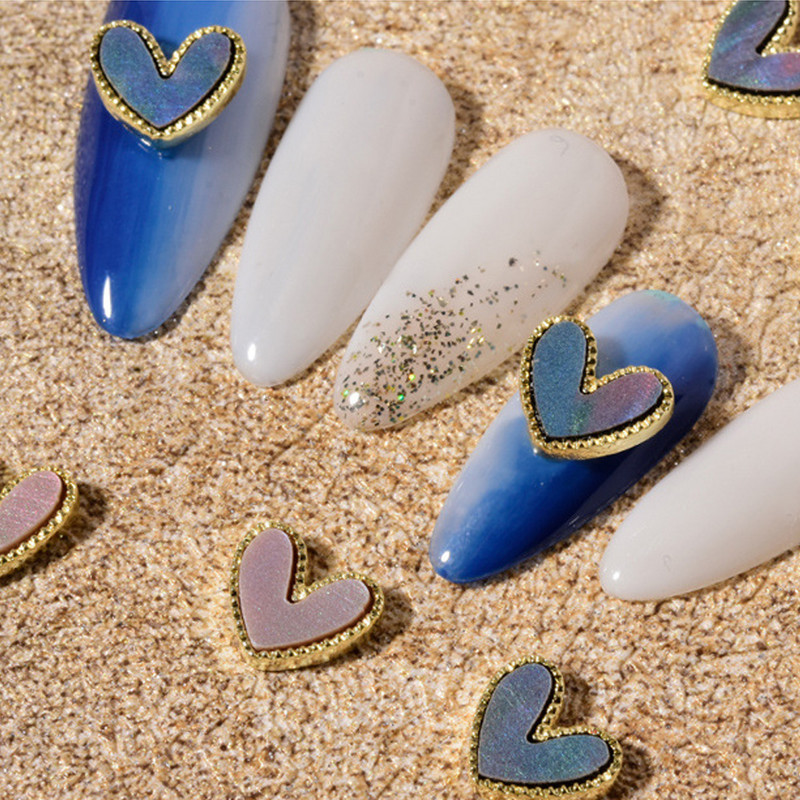 10 vnt Širdies nagų pakabukai Marmuriniai kevaliniai nagų dailė Kalnų krištolinio lydinio pakabukai Brangakmeniai Manikiūro Dekoras Kawaii Papuošalų Priedai