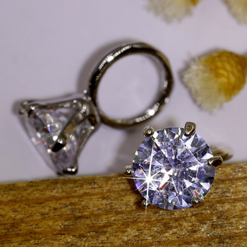 2бр. Метален пръстен с циркон върху връхчета Дизайн 3D нокти сплав Блестящи талисмани Златни сребърни нокти Кръгъл прозрачен диамантен декор с кристали 10*16 мм