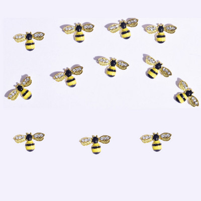 10db Gold CZ Spider Charms, 8type Real Gold bevont sárgaréz,Spider /Bee strassz köröm design arany ékszer fém köröm 12x12mm
