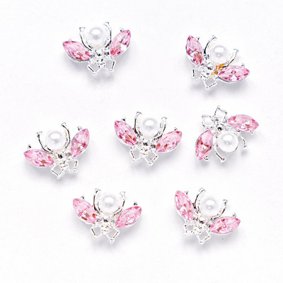 10db Gold CZ Spider Charms, 8type Real Gold bevont sárgaréz,Spider /Bee strassz köröm design arany ékszer fém köröm 12x12mm