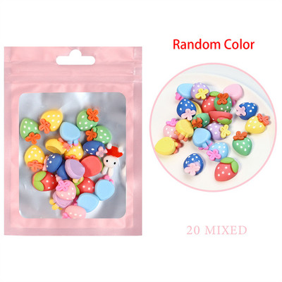 20db Kawaii Resin Nail Art Charms Szív Gyümölcs Állatok Jelly Gummy Mix Sweet Candy 3D Körömdizájner Dekorok Körömdísz Kiegészítők