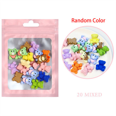 20db Kawaii Resin Nail Art Charms Szív Gyümölcs Állatok Jelly Gummy Mix Sweet Candy 3D Körömdizájner Dekorok Körömdísz Kiegészítők