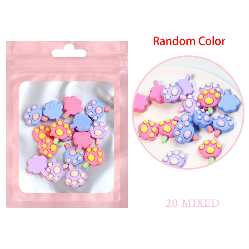 20db Kawaii Resin Nail Art Charms Szív Gyümölcs Állatok Jelly Gummy Mix Sweet Candy 3D Körömdizájner Dekorok Körömdísz Kiegészítők