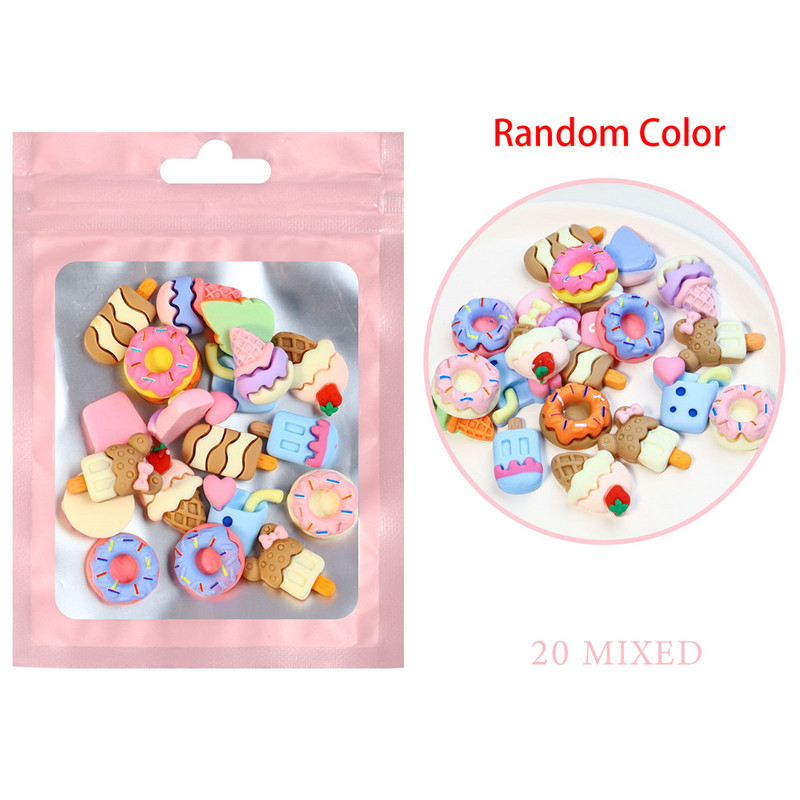 20db Kawaii Resin Nail Art Charms Szív Gyümölcs Állatok Jelly Gummy Mix Sweet Candy 3D Körömdizájner Dekorok Körömdísz Kiegészítők