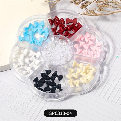 1 Virág alakú doboz Aurora Bear pillangó köröm varázsalkatrészek 3D gyümölcs puha agyag/héj/bowknot körömdíszek Manikűr kellékek B121