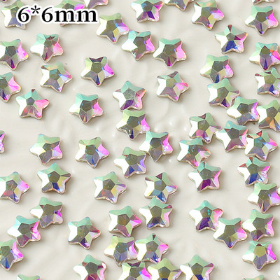 50db Sparkly Stars Alkatrészek Köröm Strassz 3D Üveg Lapos Aljú Starfish Pentagram Nail Art Dekoráció Manikűr Kiegészítők 6mm