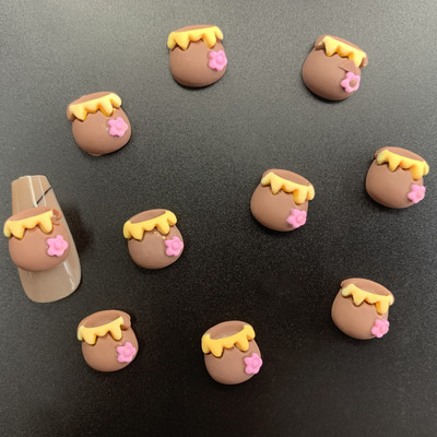 10db Gyanta Bee Jar Körömdíszek Napos sütik Levelek Banán Gyümölcsök Kawaii Nails Charm Alkatrészek 3D Rajzfilm Akril Kiegészítők G2