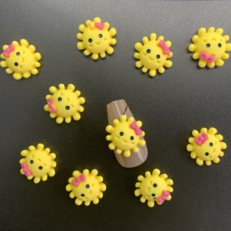 10db Gyanta Bee Jar Körömdíszek Napos sütik Levelek Banán Gyümölcsök Kawaii Nails Charm Alkatrészek 3D Rajzfilm Akril Kiegészítők G2