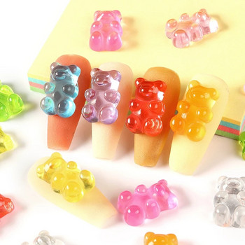 20 τμχ Candy Bear Γούρια νυχιών Κρυστάλλινο Διαφανές Jelly Gems Διακοσμήσεις μανικιούρ Kawaii DIY Αξεσουάρ στρας νυχιών 12*17mm