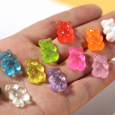 20vnt Candy Bear nagų pakabukai krištolo skaidrumo želė brangakmeniai manikiūro dekoracijos Kawaii DIY nagų krištoliniai priedai 12*17mm