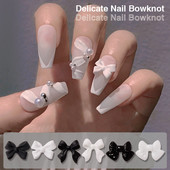50 komada Crno-bijele mašne od smole Nail Art Dodaci za nokte Bowknot Nail Charms Ornament Nakit DIY Dizajn manikure 3D Klasični ukrasi