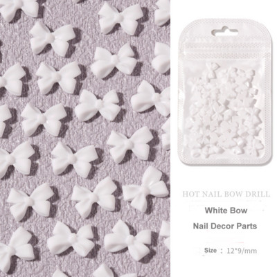 50 komada Crno-bijele mašne od smole Nail Art Dodaci za nokte Bowknot Nail Charms Ornament Nakit DIY Dizajn manikure 3D Klasični ukrasi