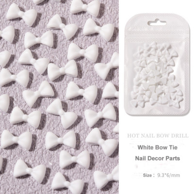 50 komada Crno-bijele mašne od smole Nail Art Dodaci za nokte Bowknot Nail Charms Ornament Nakit DIY Dizajn manikure 3D Klasični ukrasi