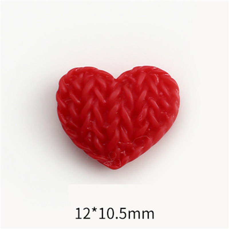 10 τμχ Μάλλινες κουλούρες σε σχήμα αμυγδαλωτού καρδιές καρφιά Διακοσμήσεις από ρητίνη 3D ιαπωνική τέχνη νυχιών αγάπης πουλόβερ υφή γούρι διακοσμήσεις