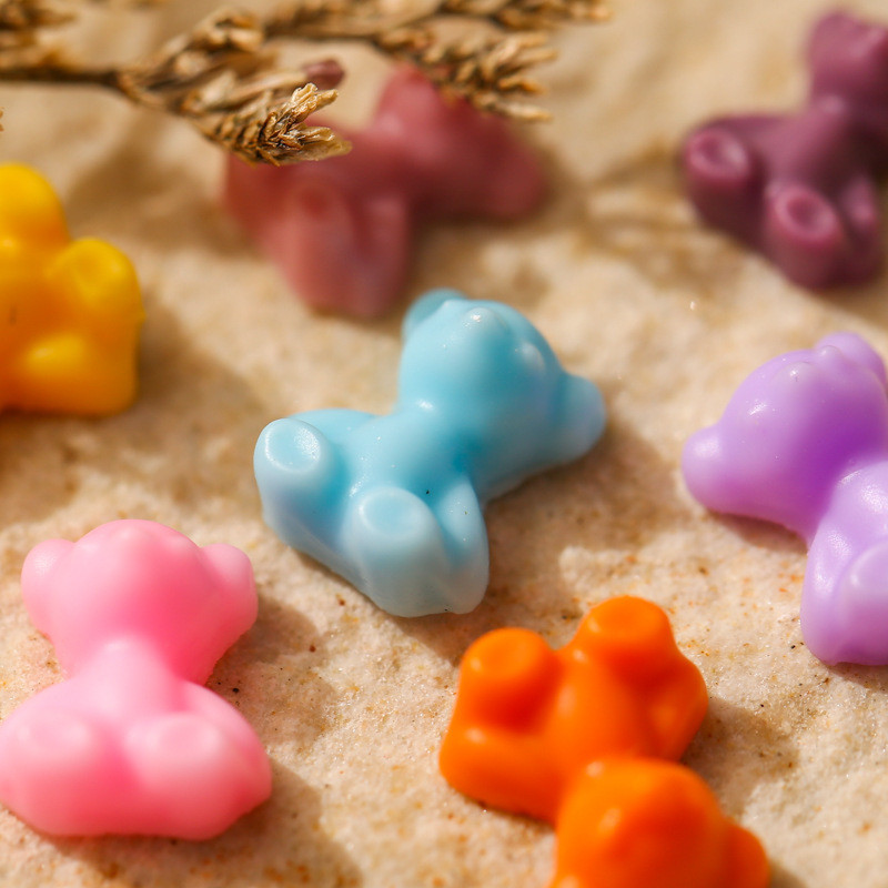 50 db matt medve rész körömdísz kiegészítők színes 7*9 mm-es körömdíszek Mini rajzfilm lapos hátú manikűr Kawaii 3D gyanta varázslat